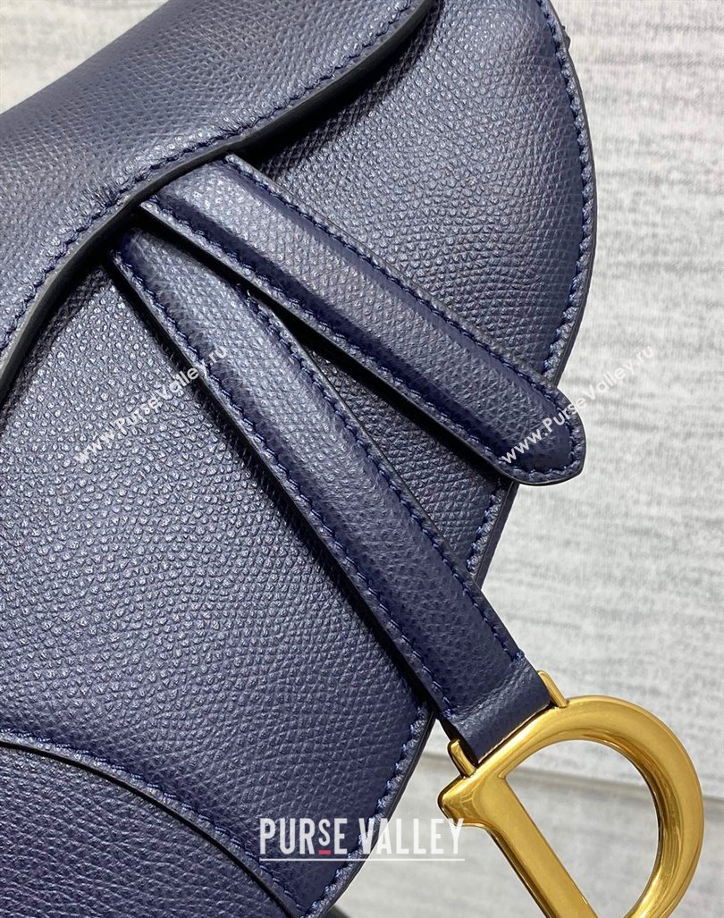 Dior Mini Saddle Bag with Strap in Grained Calfskin Deep Blue 2024 (XXG-241101065)