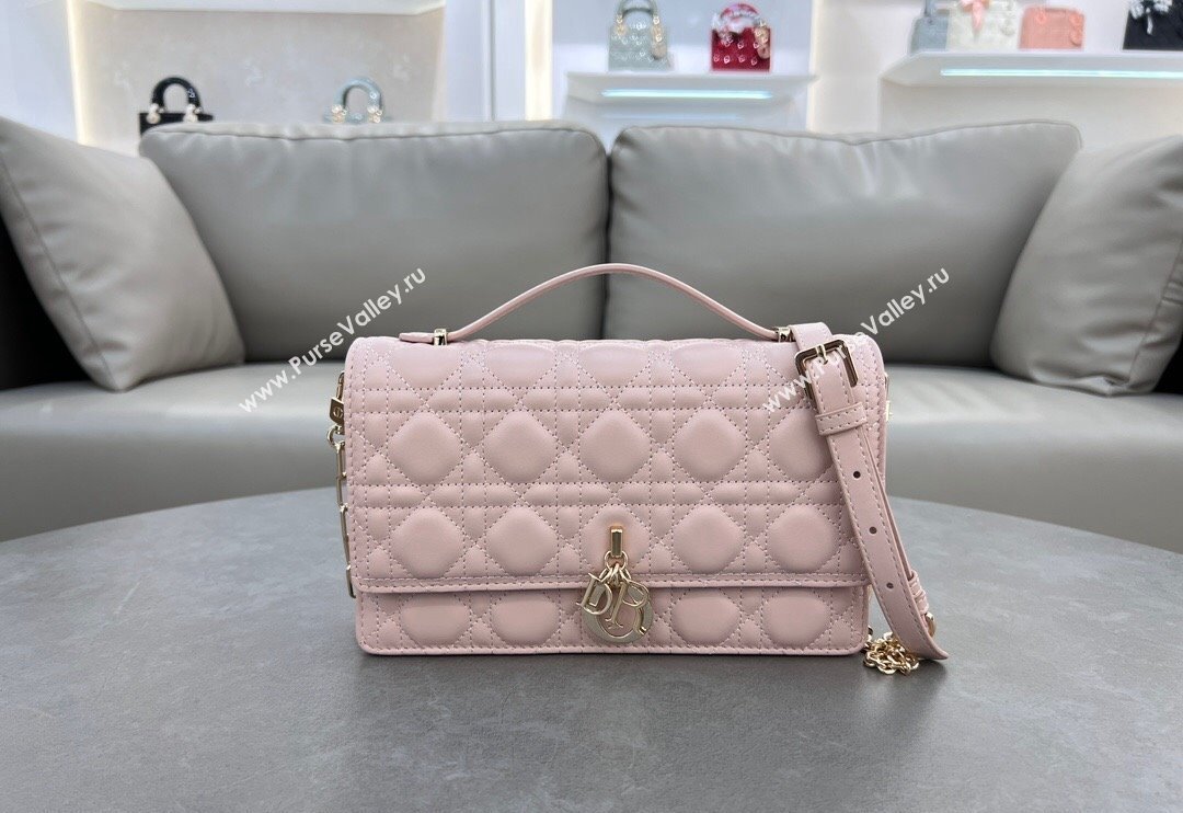 Dior My Dior Top Handle Bag in Cannage Lambskin Blush Pink 2024 0997 (BF-241031076)