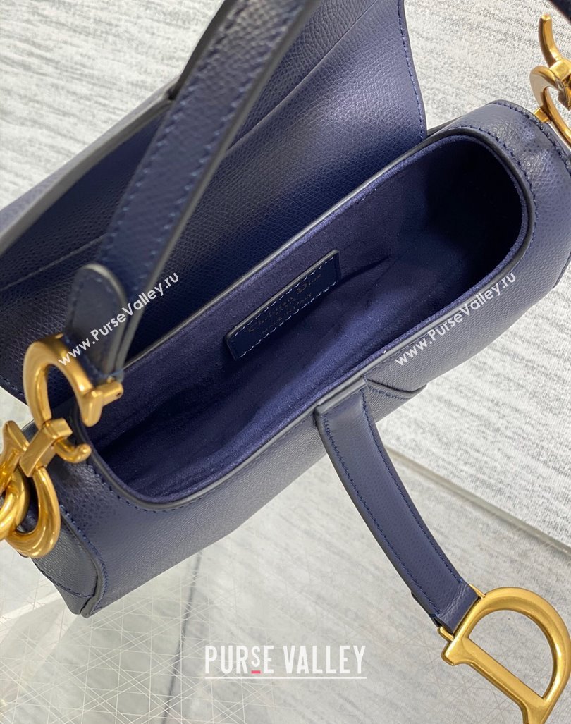 Dior Mini Saddle Bag with Strap in Grained Calfskin Deep Blue 2024 (XXG-241101065)