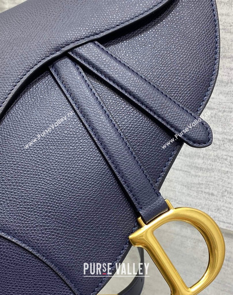 Dior Medium Saddle Bag with Strap in Grained Calfskin Deep Blue 2024 (XXG-241101052)