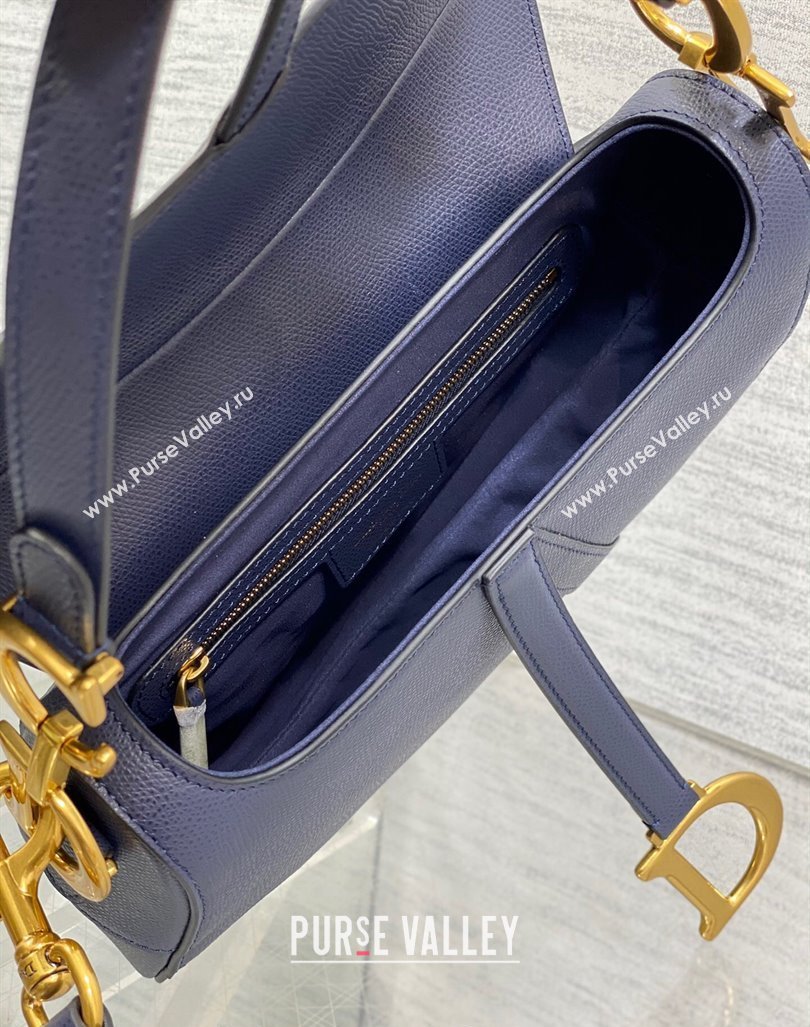 Dior Medium Saddle Bag with Strap in Grained Calfskin Deep Blue 2024 (XXG-241101052)