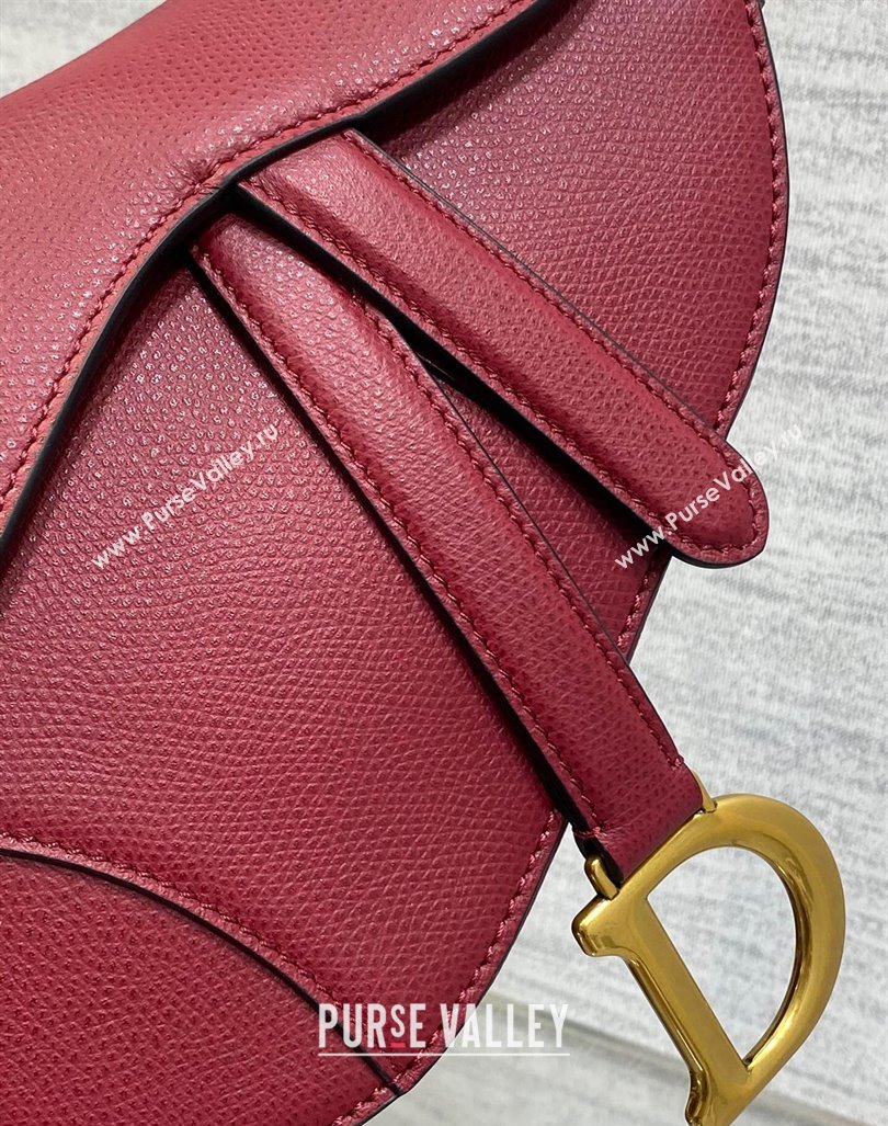 Dior Mini Saddle Bag with Strap in Grained Calfskin Burgundy 2024 (XXG-241101066)