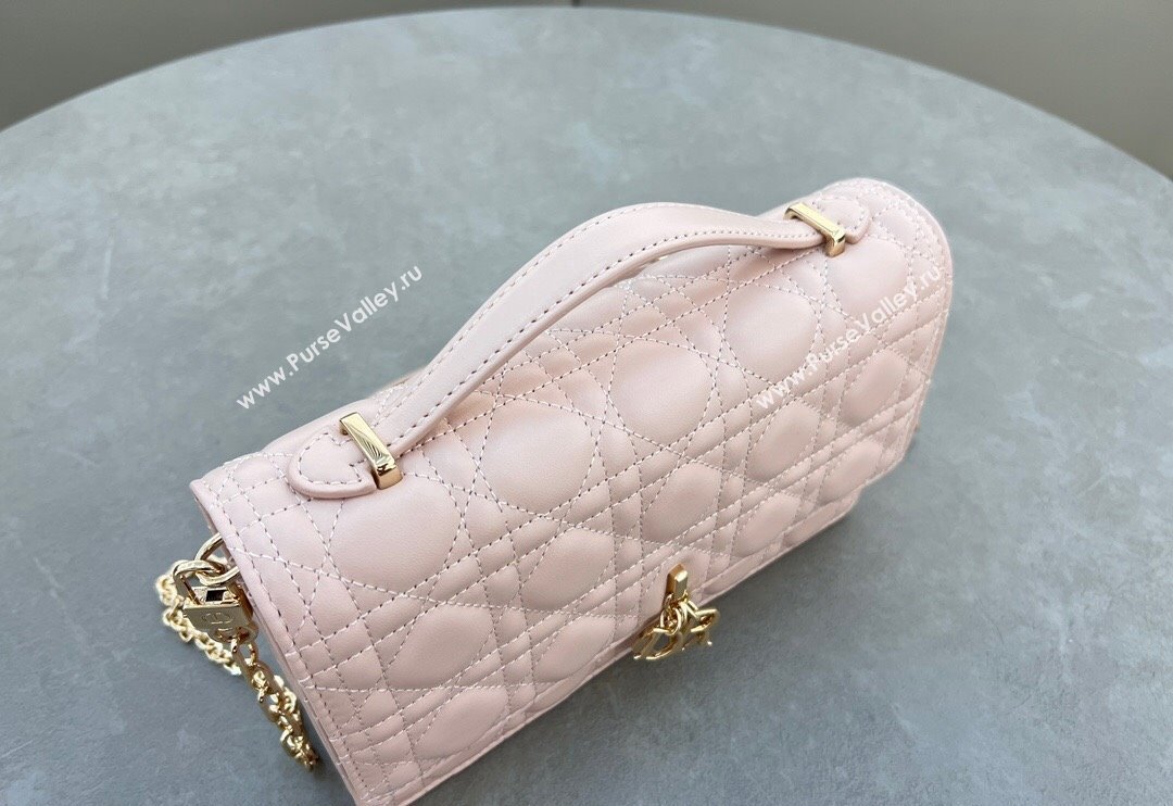 Dior My Dior Top Handle Bag in Cannage Lambskin Blush Pink 2024 0997 (BF-241031076)