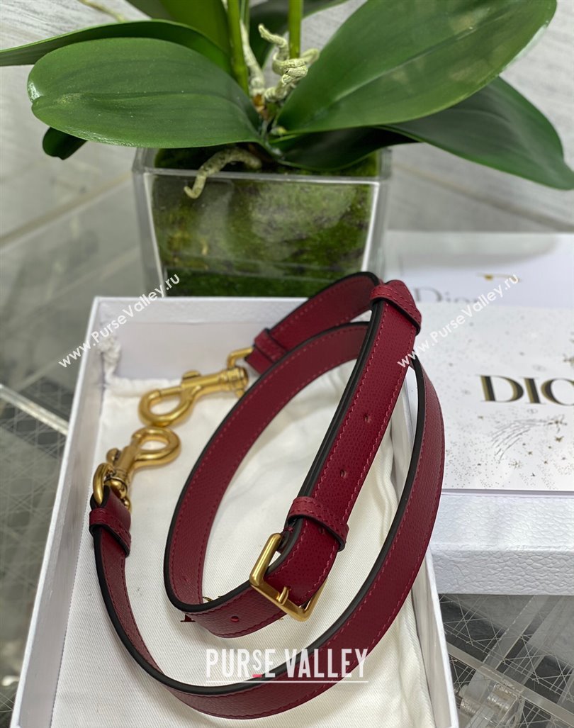 Dior Mini Saddle Bag with Strap in Grained Calfskin Burgundy 2024 (XXG-241101066)