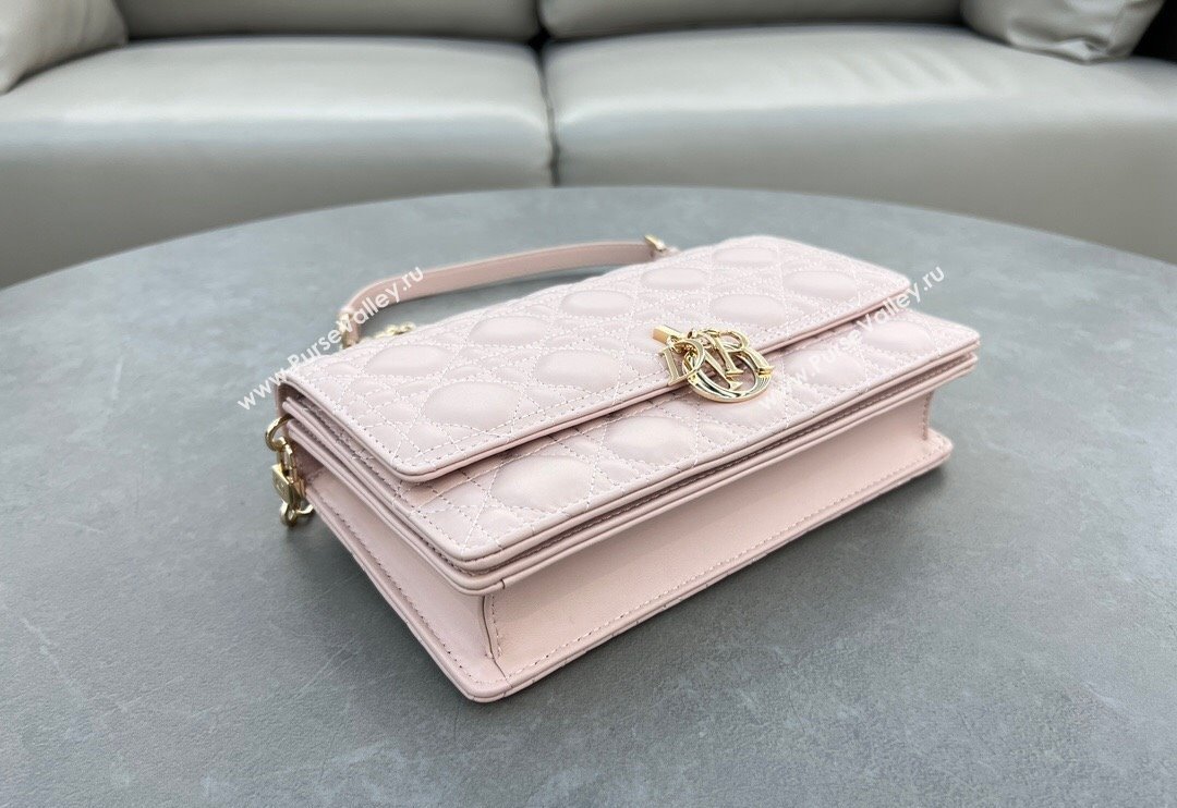 Dior My Dior Top Handle Bag in Cannage Lambskin Blush Pink 2024 0997 (BF-241031076)