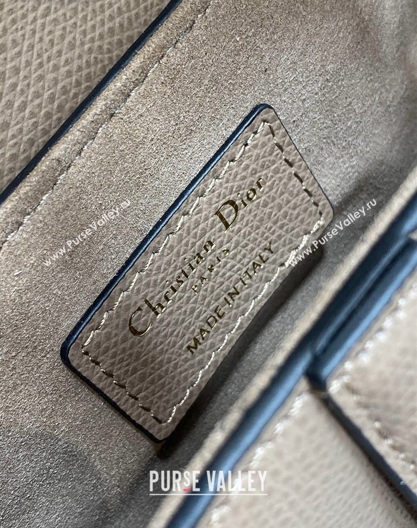 Dior Mini Saddle Bag with Strap in Grained Calfskin Taupe Grey 2024 (XXG-241101067)