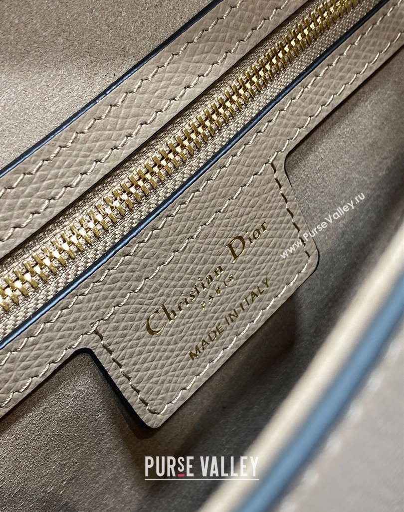 Dior Medium Saddle Bag with Strap in Grained Calfskin Taupe Grey 2024 (XXG-241101041)