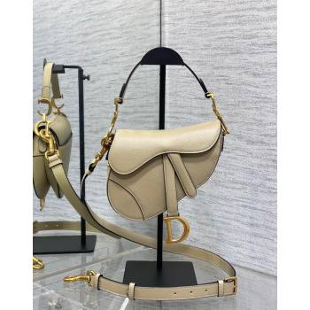 Dior Mini Saddle Bag with Strap in Grained Calfskin Apricot 2024 (XXG-241101068)