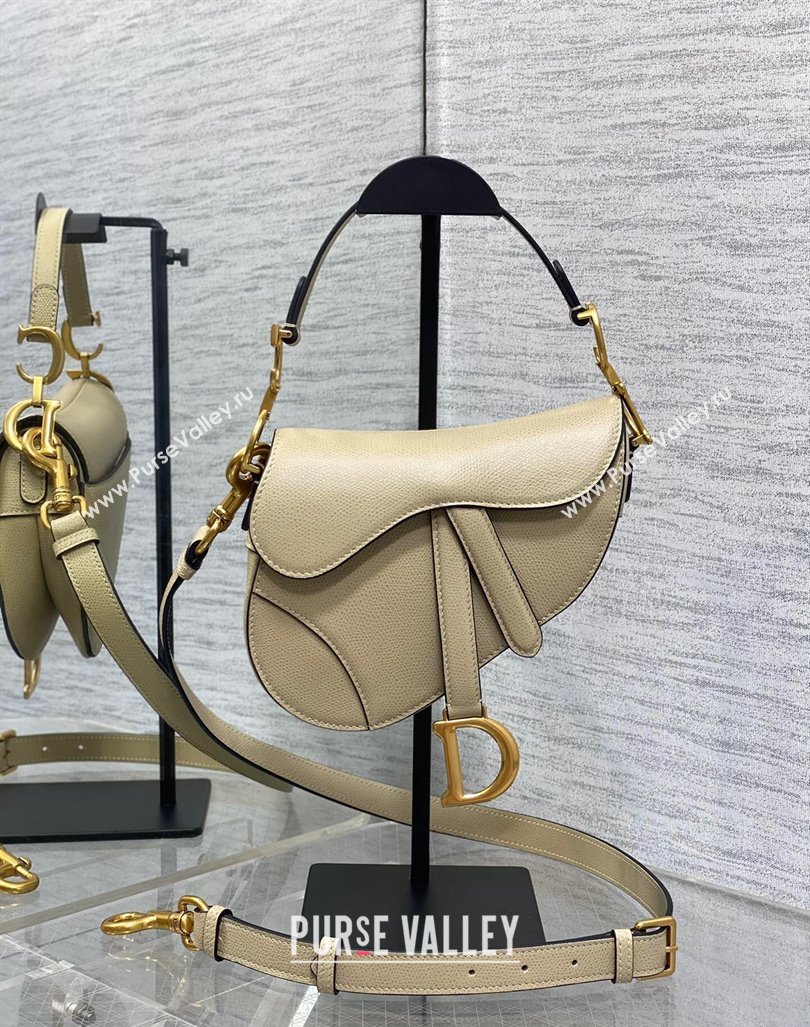 Dior Mini Saddle Bag with Strap in Grained Calfskin Apricot 2024 (XXG-241101068)