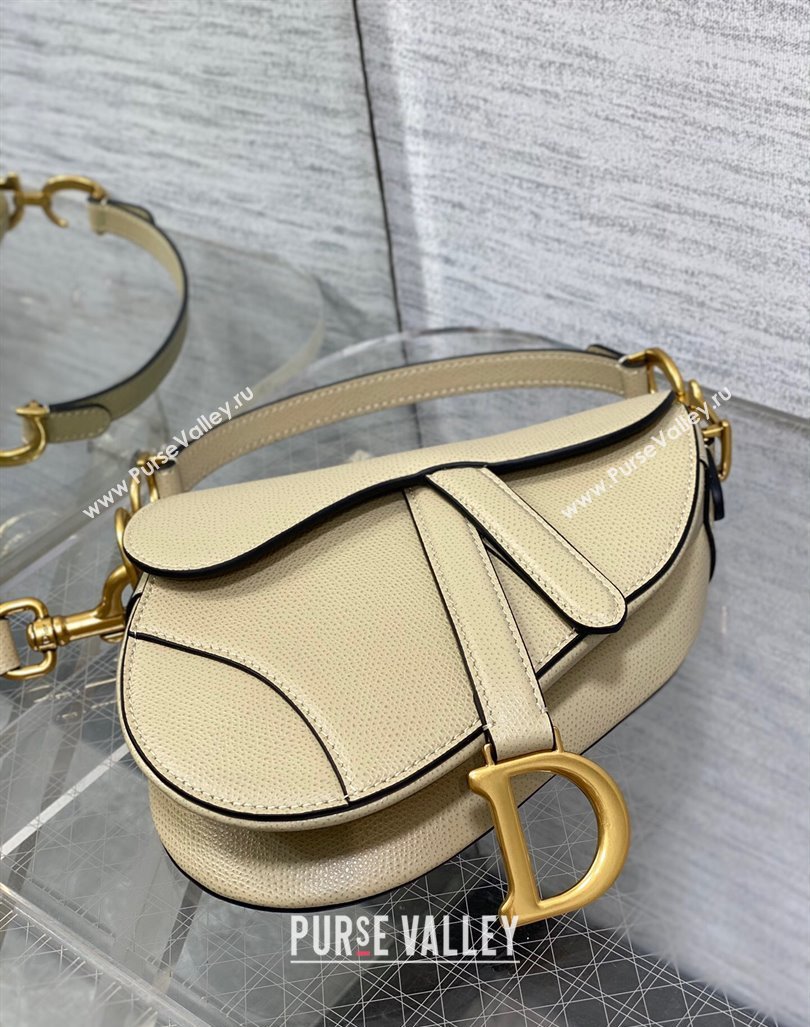 Dior Mini Saddle Bag with Strap in Grained Calfskin Apricot 2024 (XXG-241101068)