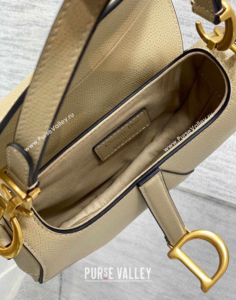 Dior Mini Saddle Bag with Strap in Grained Calfskin Apricot 2024 (XXG-241101068)