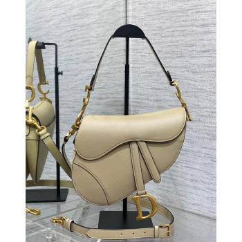 Dior Medium Saddle Bag with Strap in Grained Calfskin Apricot 2024 (XXG-241101053)