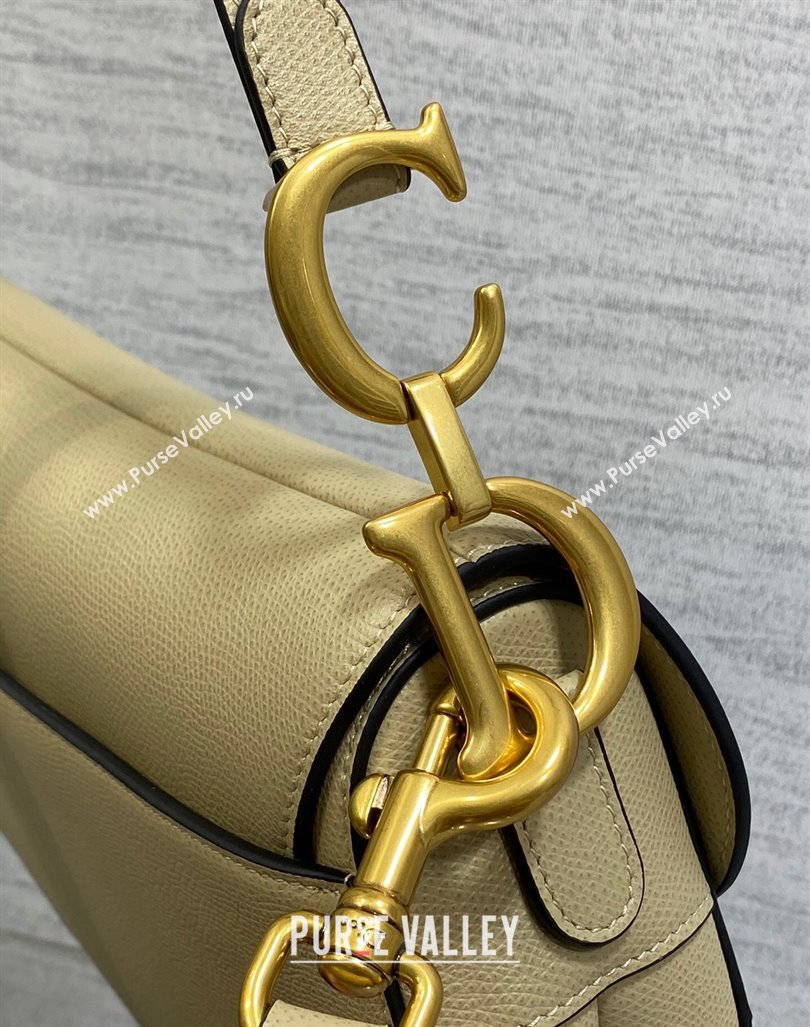 Dior Medium Saddle Bag with Strap in Grained Calfskin Apricot 2024 (XXG-241101038)