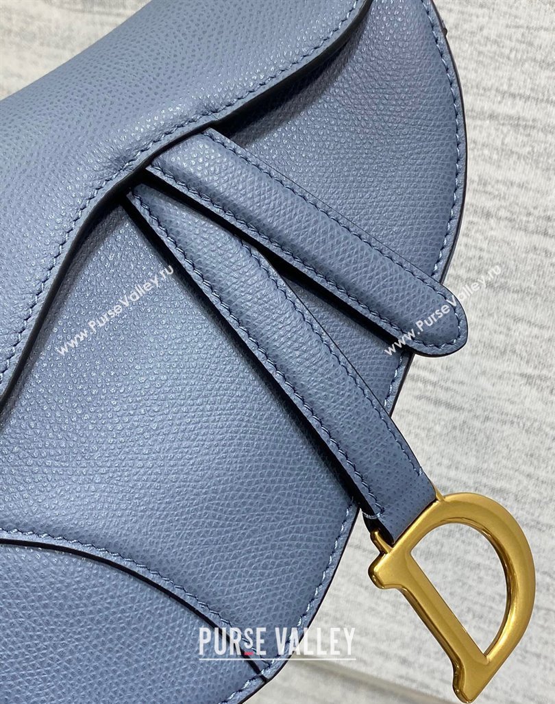 Dior Mini Saddle Bag with Strap in Grained Calfskin Denim Blue 2024 (XXG-241101069)