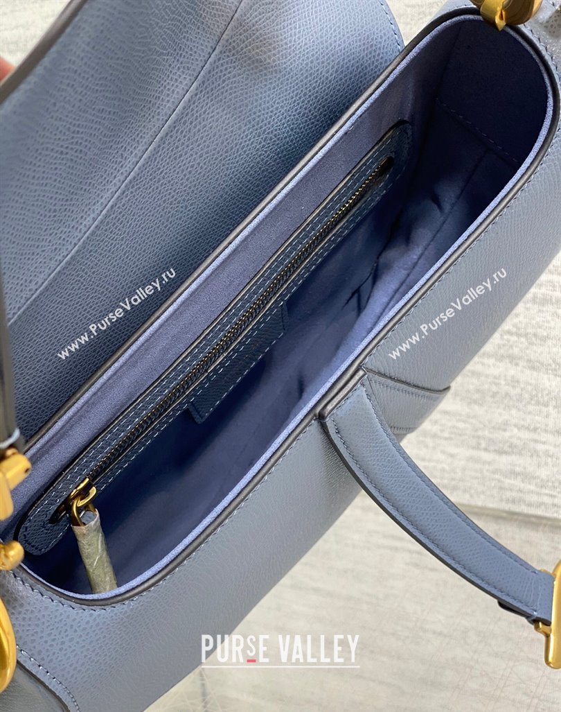 Dior Medium Saddle Bag with Strap in Grained Calfskin Denim Blue 2024 (XXG-241101054)