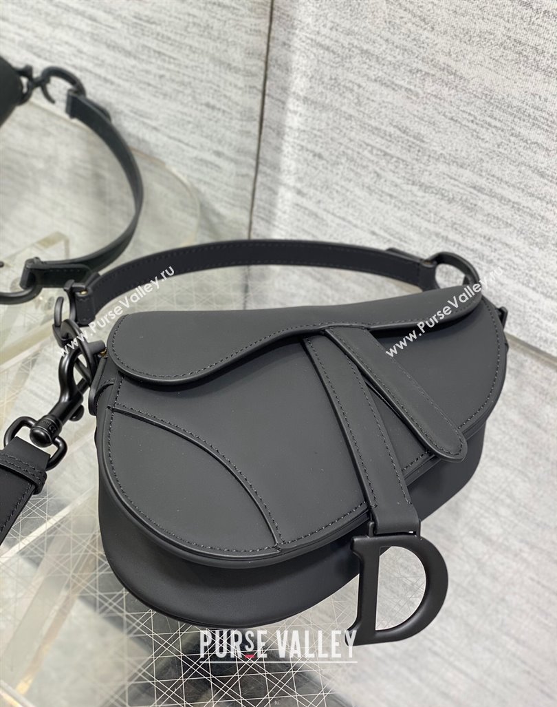 Dior Mini Saddle Bag with Strap in Grained Calfskin All Black 2024 (XXG-241101072)