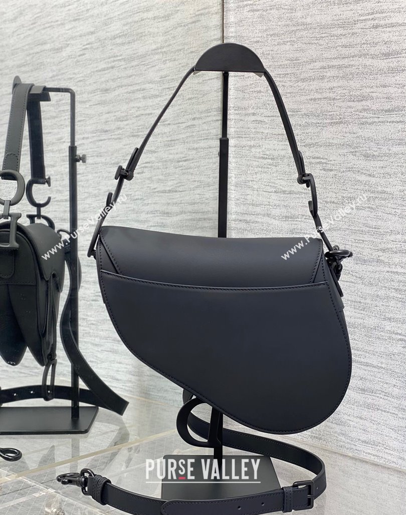 Dior Medium Saddle Bag with Strap in Grained Calfskin All Black 2024 (XXG-241101046)