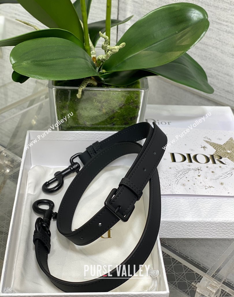 Dior Medium Saddle Bag with Strap in Grained Calfskin All Black 2024 (XXG-241101046)