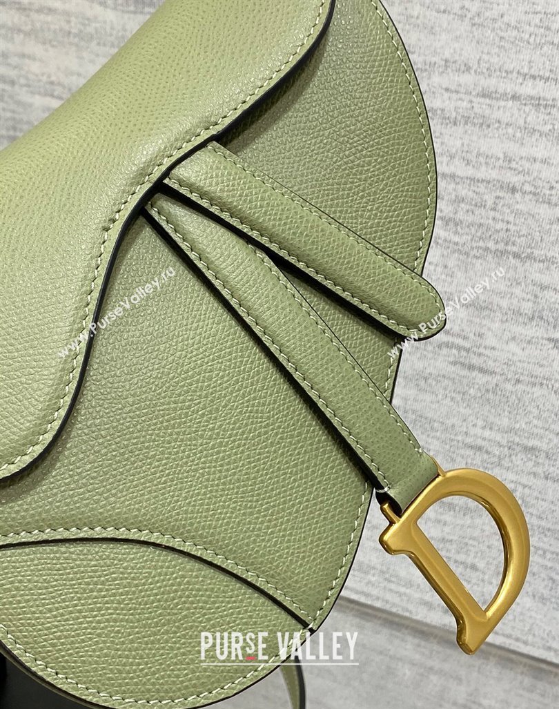 Dior Mini Saddle Bag with Strap in Grained Calfskin Matcha Green 2024 (XXG-241101071)