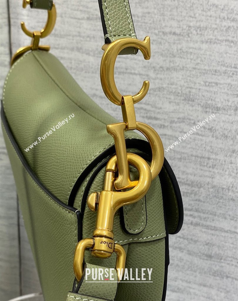 Dior Mini Saddle Bag with Strap in Grained Calfskin Matcha Green 2024 (XXG-241101071)