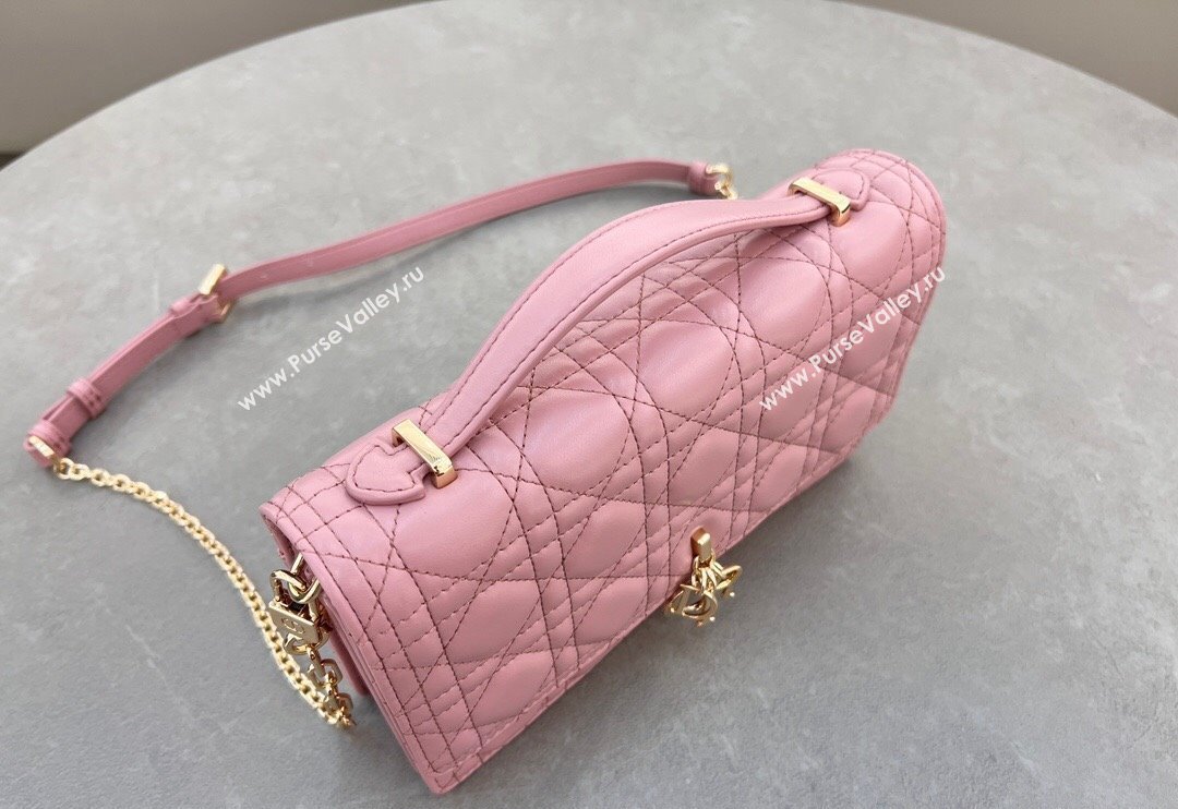 Dior My Dior Top Handle Bag in Cannage Lambskin Aged Pink 2024 0997 (BF-241031077)