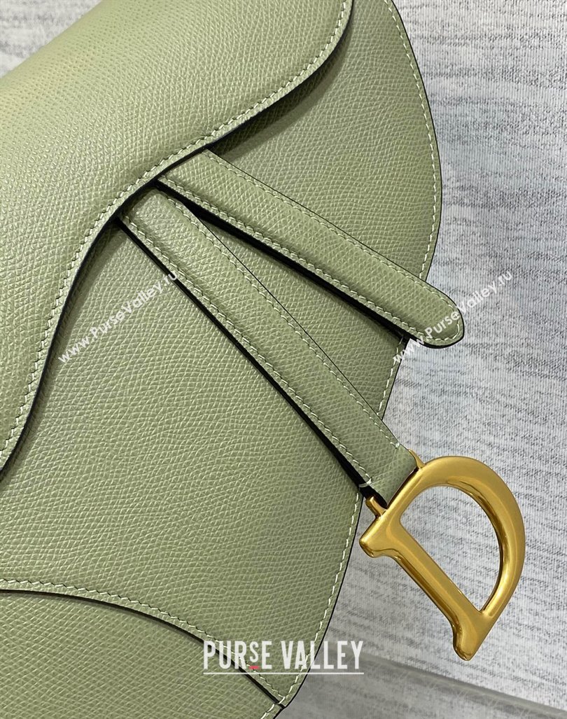 Dior Medium Saddle Bag with Strap in Grained Calfskin Matcha Green 2024 (XXG-241101055)