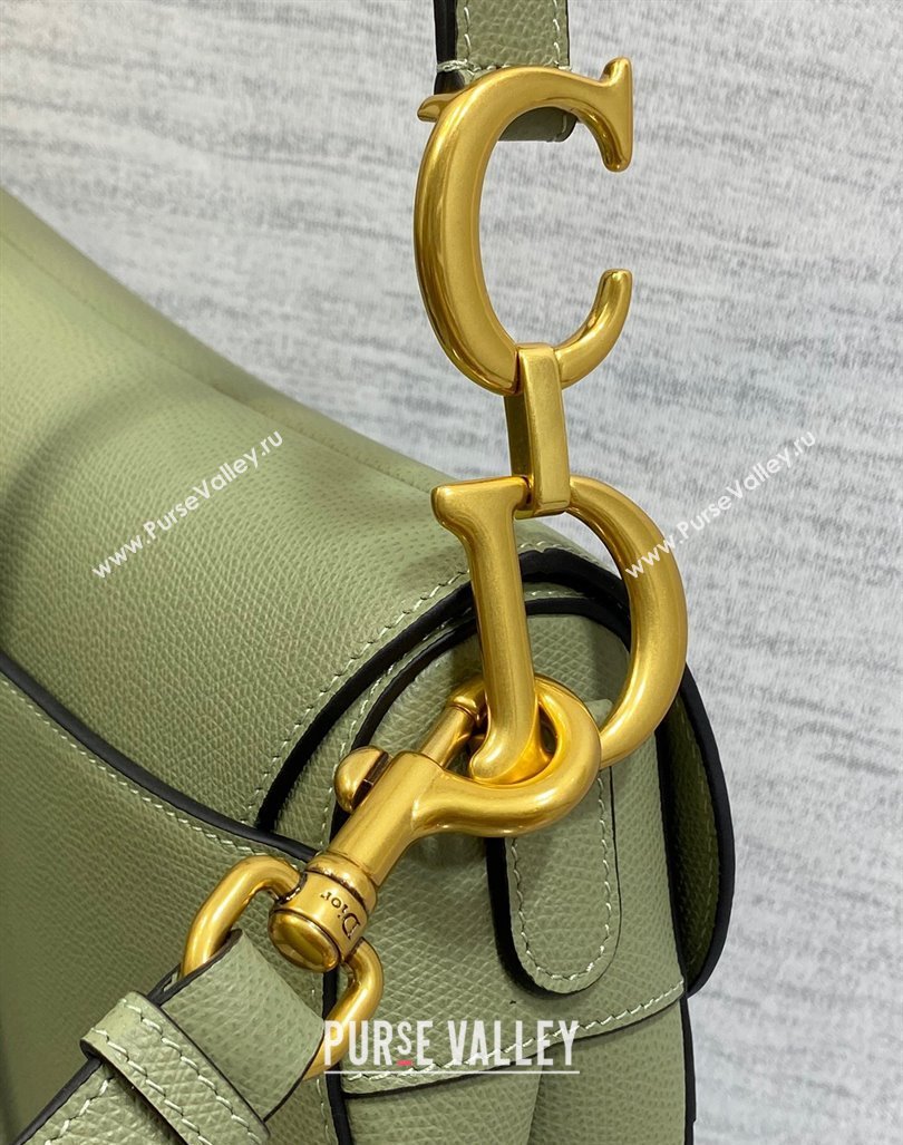 Dior Medium Saddle Bag with Strap in Grained Calfskin Matcha Green 2024 (XXG-241101055)