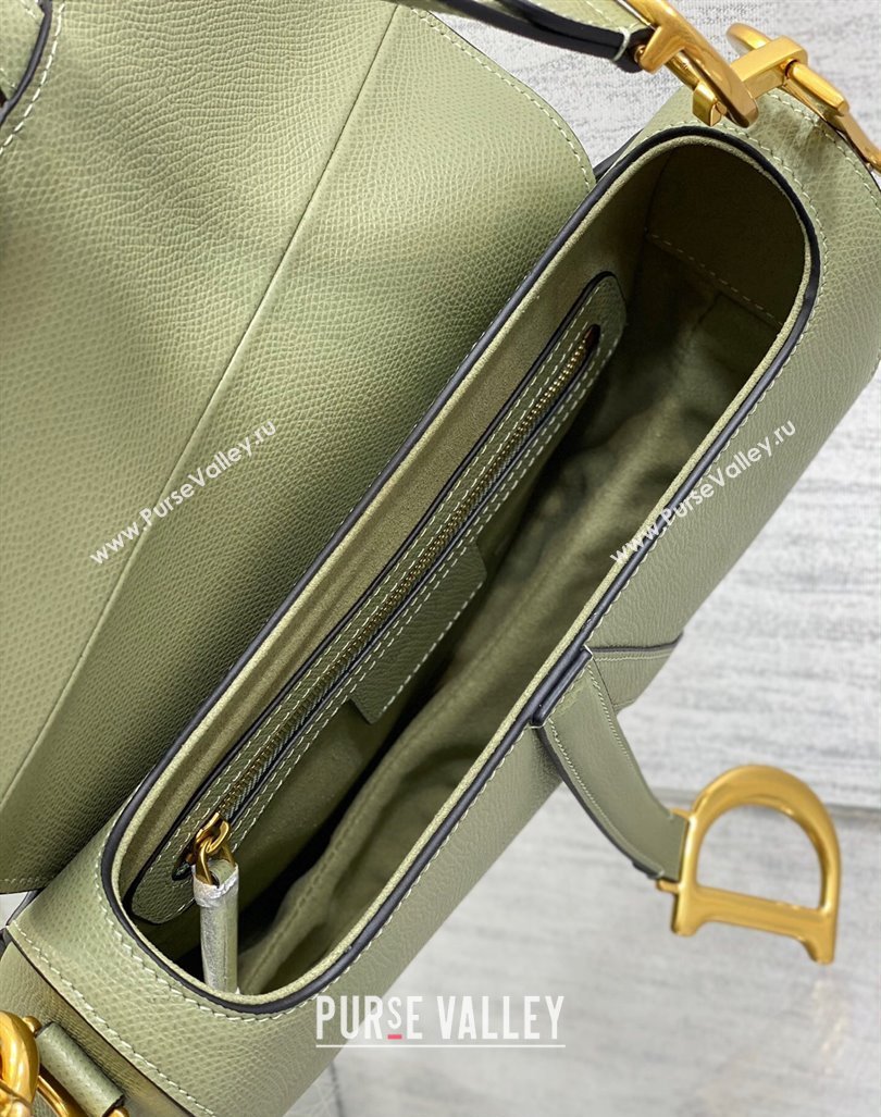 Dior Medium Saddle Bag with Strap in Grained Calfskin Matcha Green 2024 (XXG-241101055)