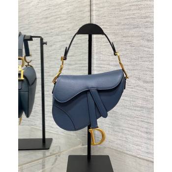 Dior Mini Saddle Bag with Strap in Grained Calfskin Vintage Blue 2024 (XXG-241101070)