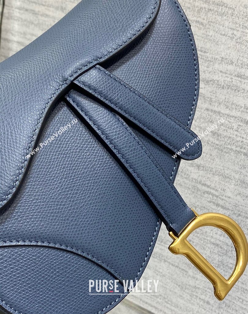 Dior Mini Saddle Bag with Strap in Grained Calfskin Vintage Blue 2024 (XXG-241101070)