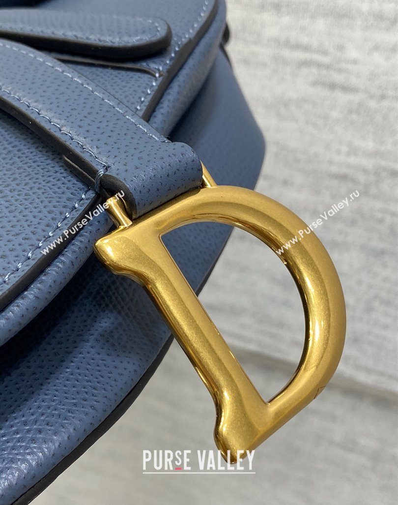 Dior Mini Saddle Bag with Strap in Grained Calfskin Vintage Blue 2024 (XXG-241101070)