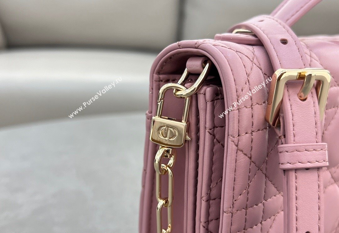 Dior My Dior Top Handle Bag in Cannage Lambskin Aged Pink 2024 0997 (BF-241031077)