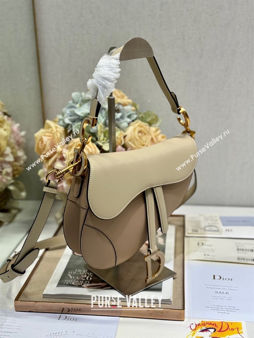 Dior Medium Saddle Bag with Strap in Grained Calfskin Biscuit Beige/Beige 2024 (XXG-241101050)