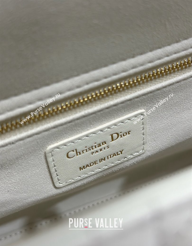 Dior Medium Lady Dior Bag in Cannage Lambskin with Letters Chain White 2024 (XXG-241212027)