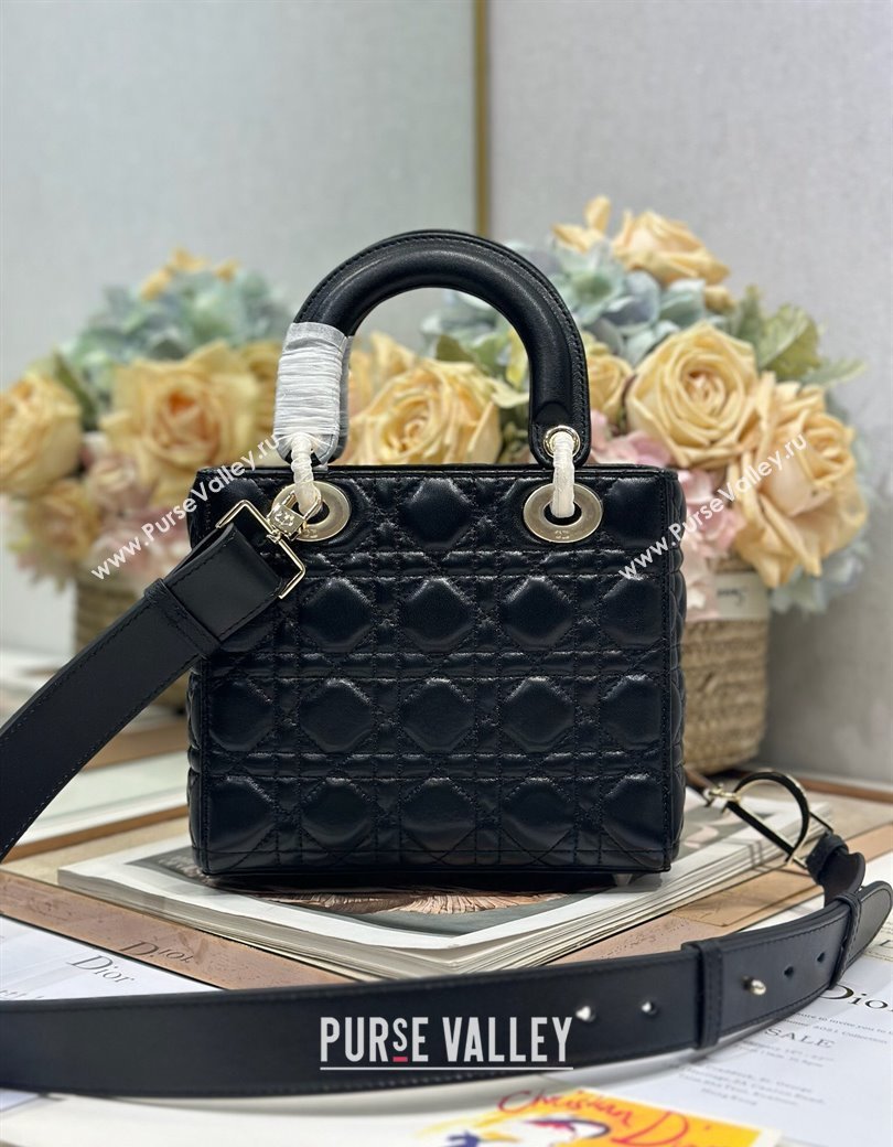 Dior Small Lady Dior Bag in Cannage Lambskin with Letters Chain Black 2024 (XXG-241212028)