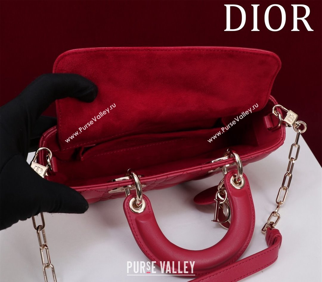 Dior Small Lady D-Joy Bag in Cannage Lambskin Red 2024 M0541 1212 (XXG-241212036)