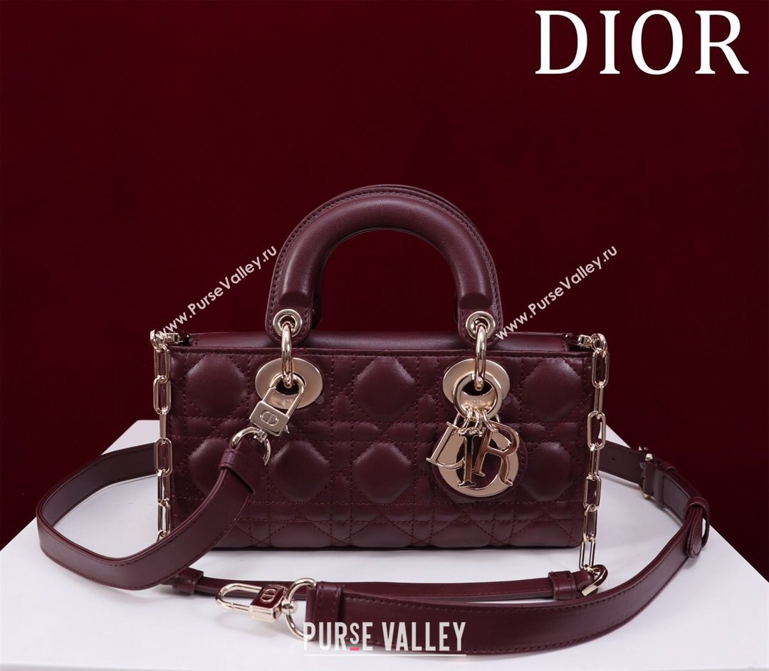 Dior Small Lady D-Joy Bag in Cannage Lambskin Dark Burgundy 2024 M0541 1212 (XXG-241212040)