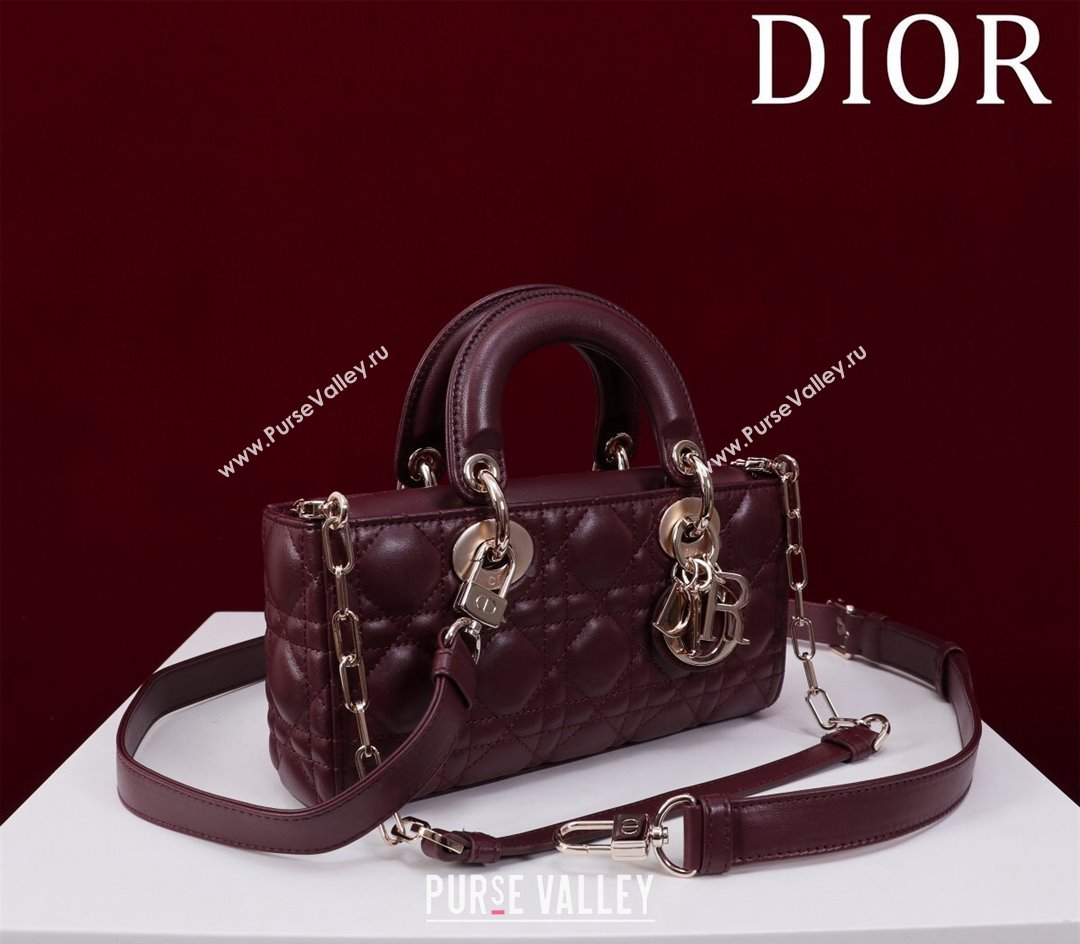 Dior Small Lady D-Joy Bag in Cannage Lambskin Dark Burgundy 2024 M0541 1212 (XXG-241212040)