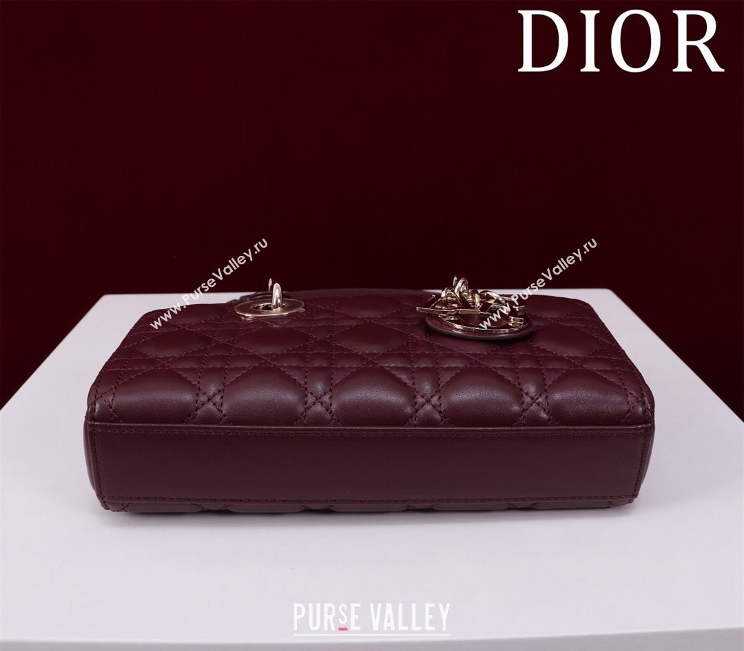 Dior Small Lady D-Joy Bag in Cannage Lambskin Dark Burgundy 2024 M0541 1212 (XXG-241212040)