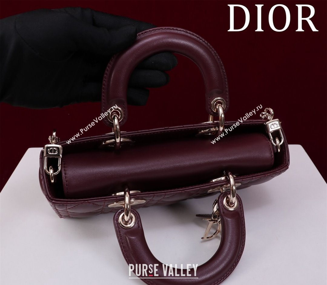 Dior Small Lady D-Joy Bag in Cannage Lambskin Dark Burgundy 2024 M0541 1212 (XXG-241212040)