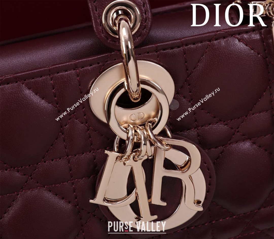 Dior Small Lady D-Joy Bag in Cannage Lambskin Dark Burgundy 2024 M0541 1212 (XXG-241212040)