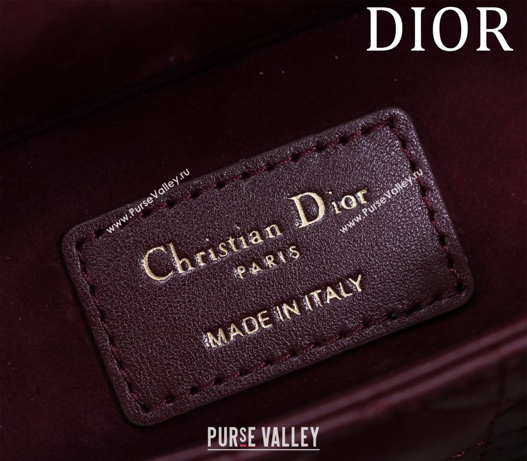 Dior Small Lady D-Joy Bag in Cannage Lambskin Dark Burgundy 2024 M0541 1212 (XXG-241212040)