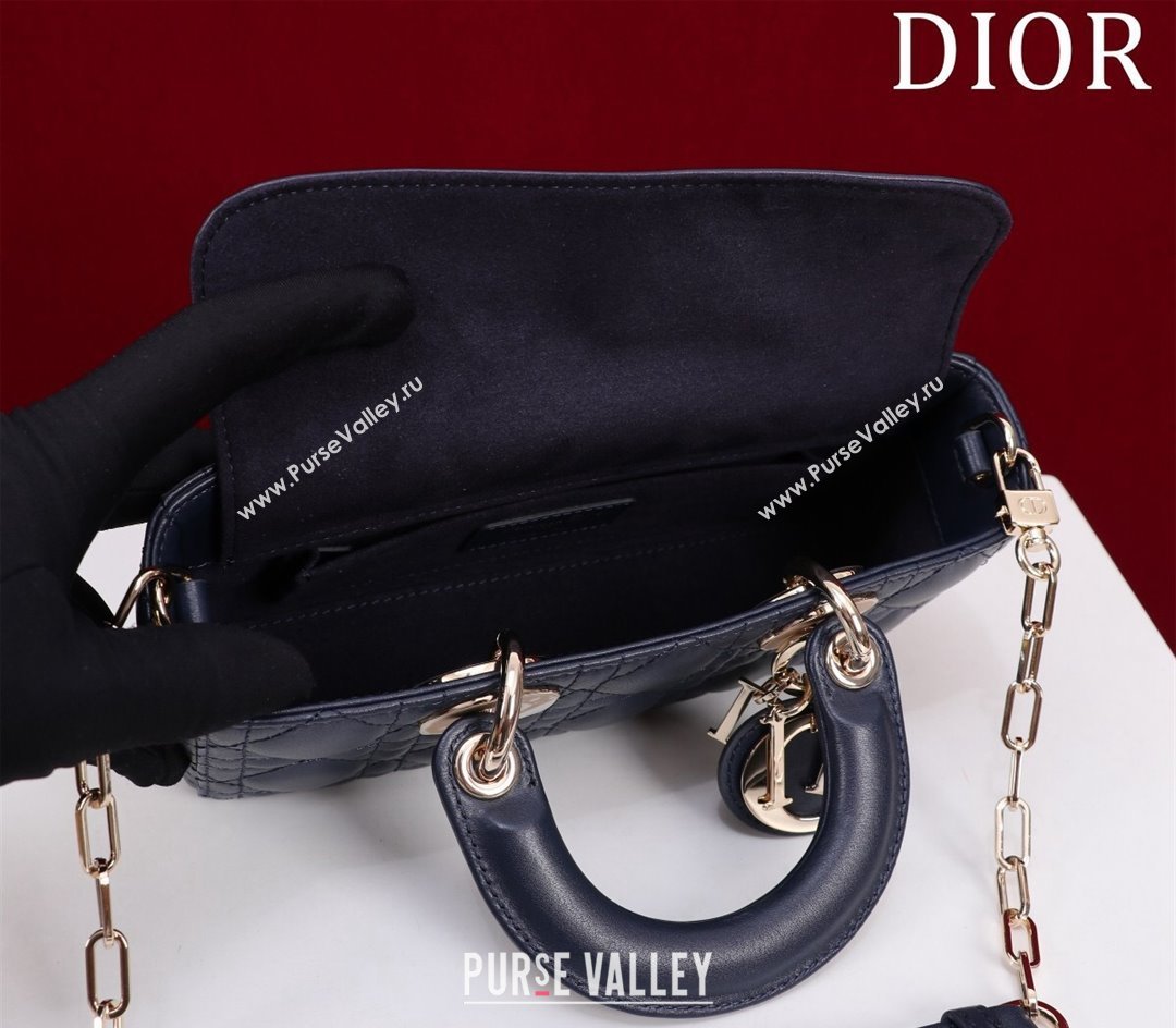 Dior Small Lady D-Joy Bag in Cannage Lambskin Dark Blue 2024 M0541 1212 (XXG-241212041)