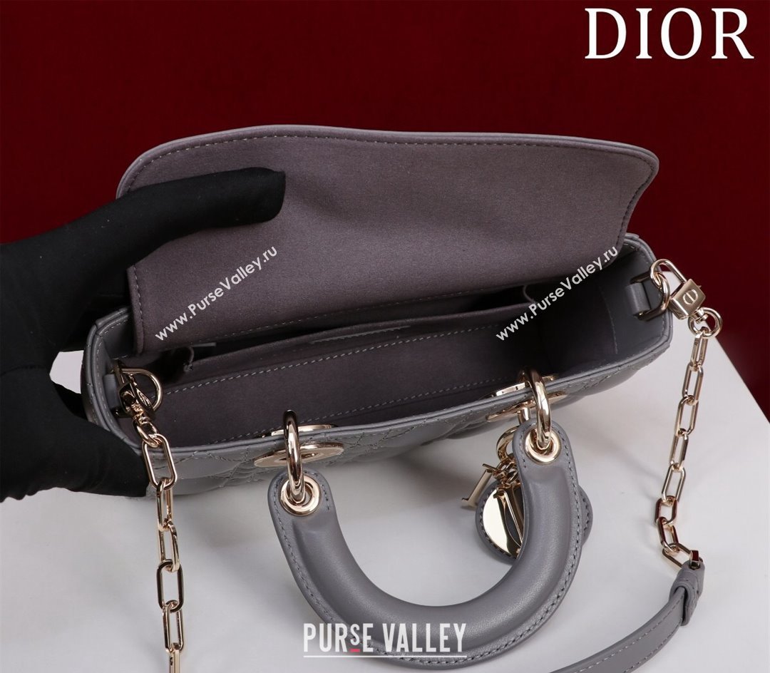 Dior Small Lady D-Joy Bag in Cannage Lambskin Grey 2024 M0541 1212 (XXG-241212042)