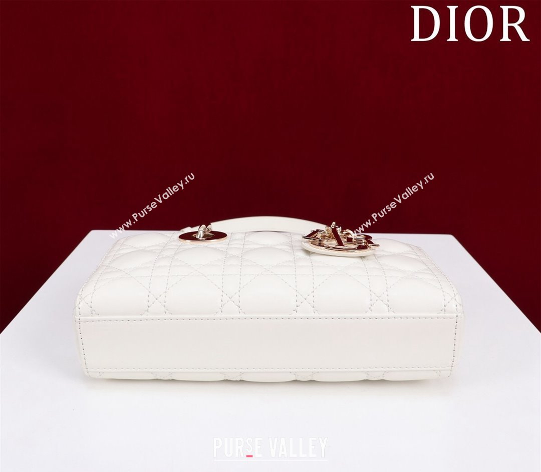 Dior Small Lady D-Joy Bag in Cannage Lambskin White 2024 M0541 1212 (XXG-241212044)