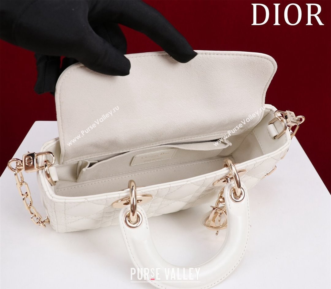 Dior Small Lady D-Joy Bag in Cannage Lambskin White 2024 M0541 1212 (XXG-241212044)