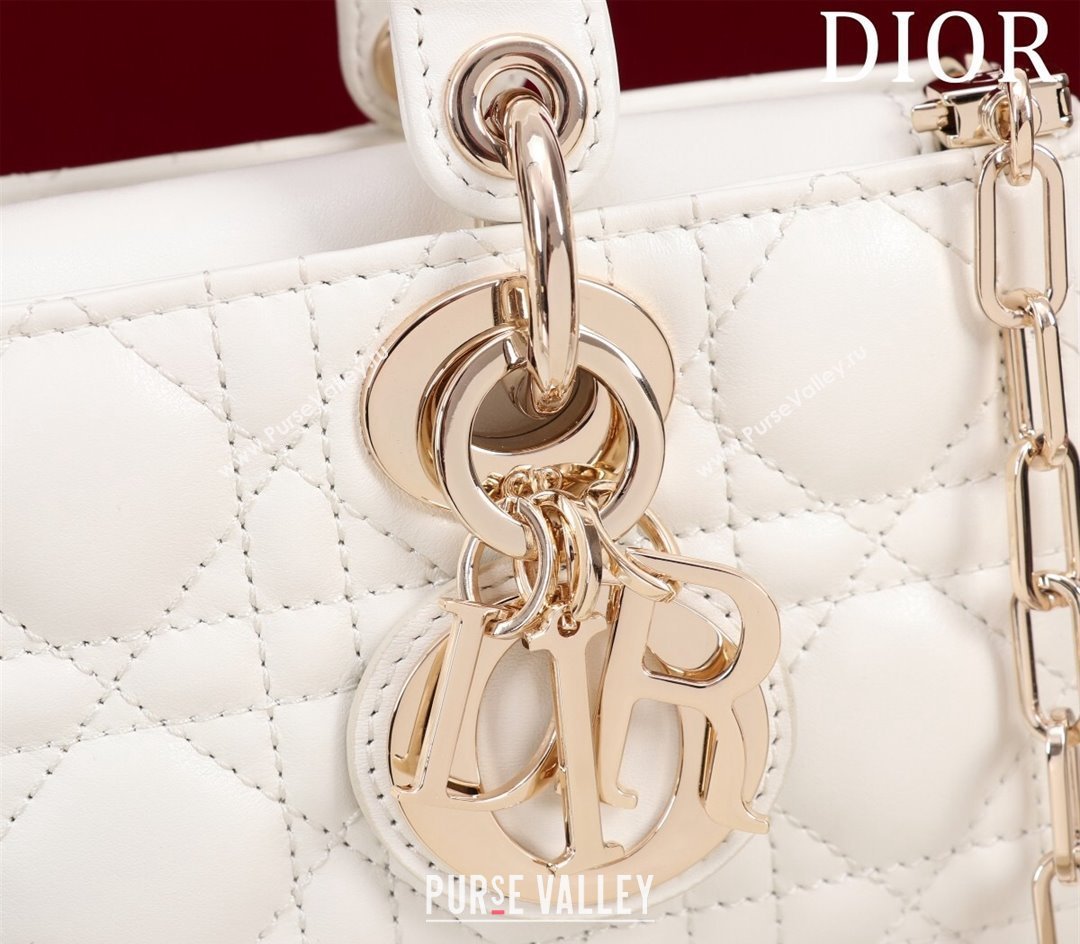 Dior Small Lady D-Joy Bag in Cannage Lambskin White 2024 M0541 1212 (XXG-241212044)