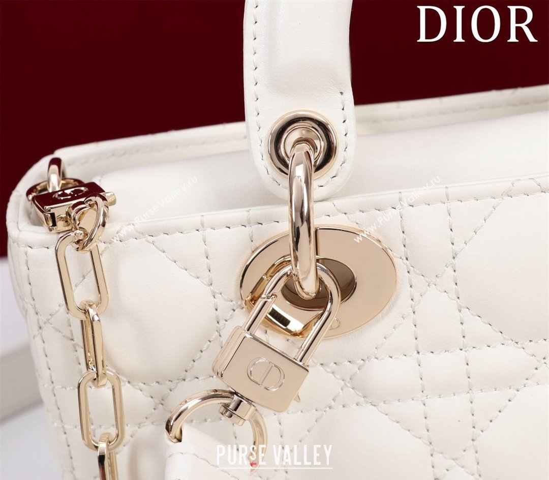 Dior Small Lady D-Joy Bag in Cannage Lambskin White 2024 M0541 1212 (XXG-241212044)