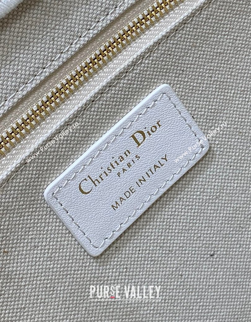 Dior Small Dior Book Tote Bag in Oblique Embroidery with Gold-Tone Metallic Thread and Latte White Calfskin 2024 (XXG-241212048)