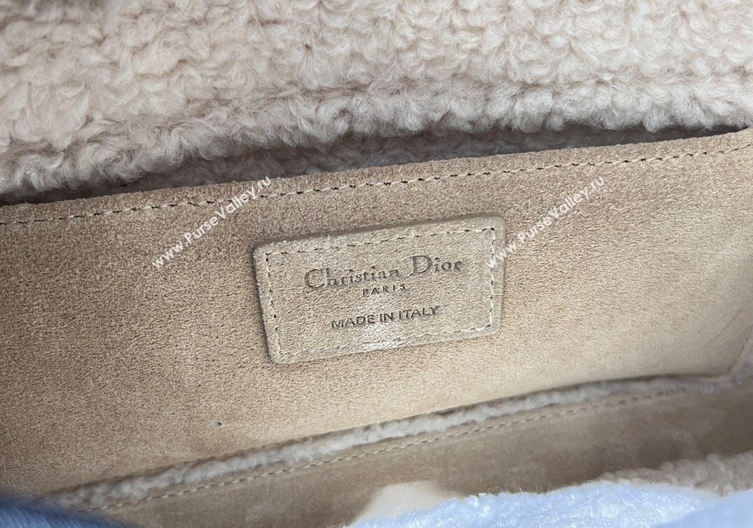 Dior Lady D-Joy Small Bag in Beige Suede and White Shearling 2024 1212 (XXG-241212062)